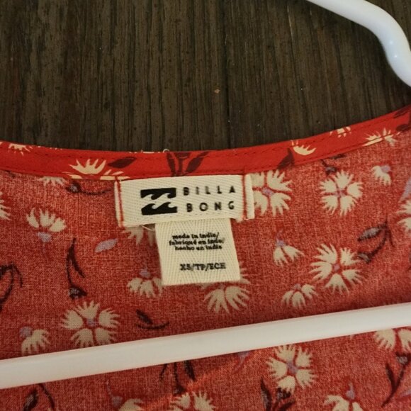 Billabong Hot Tropics Mini Wrap Dress NWT Red Floral XS - Picture 6 of 10
